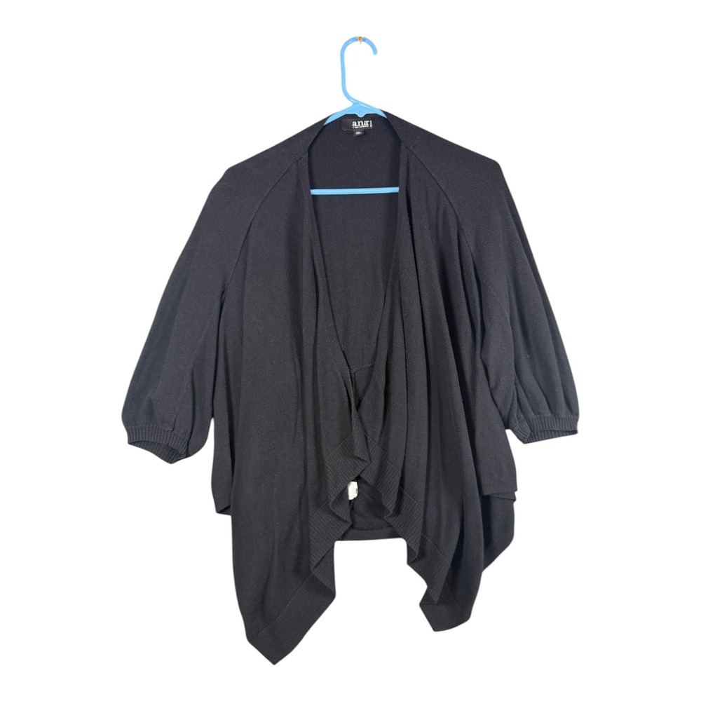 a.n.a Black Draped Open Front Cardigan Sweater Petite XL Cotton Modal Blend